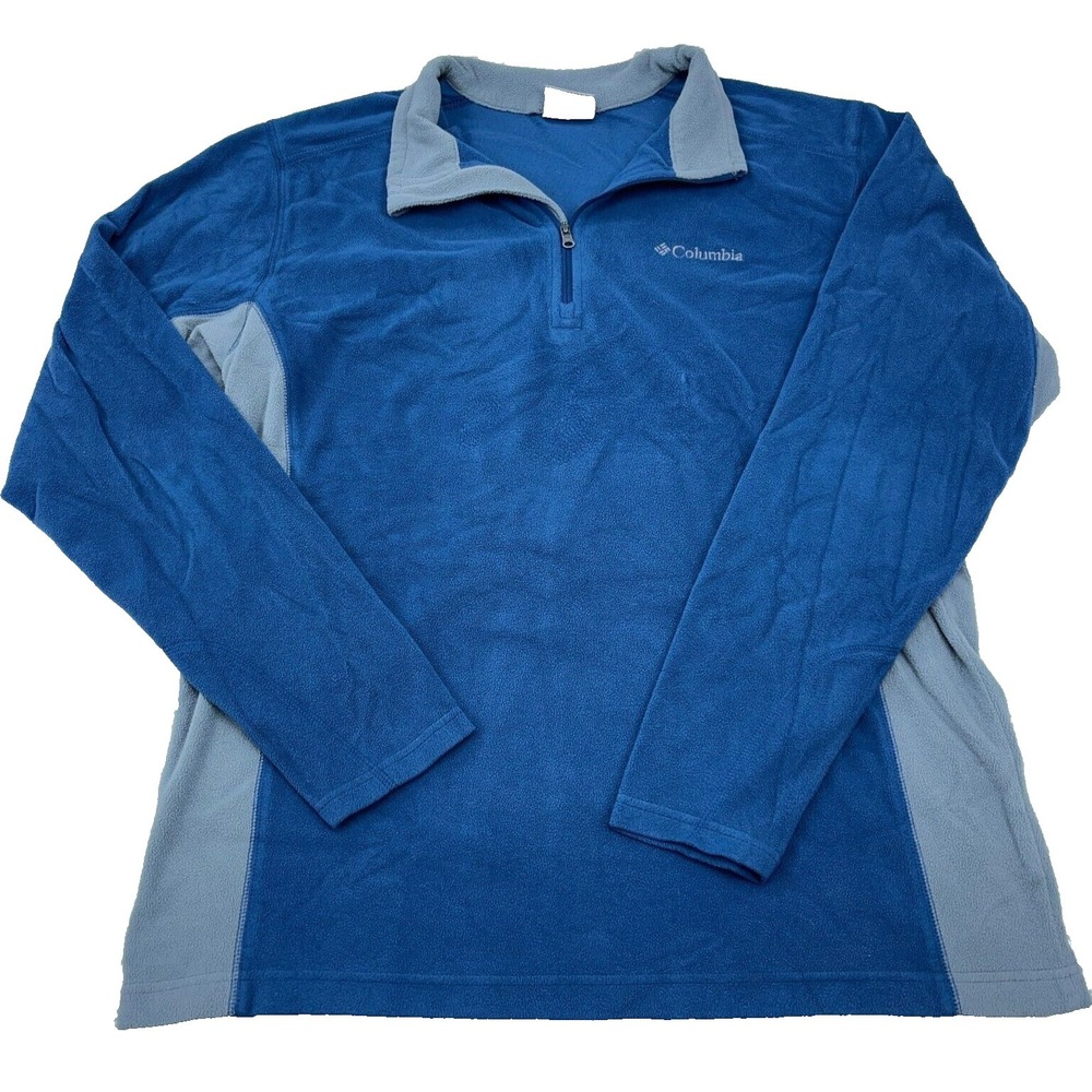 Columbia Sweater Men Medium Blue Fleece Pullover Quarter Zip High Turtle‎ Neck